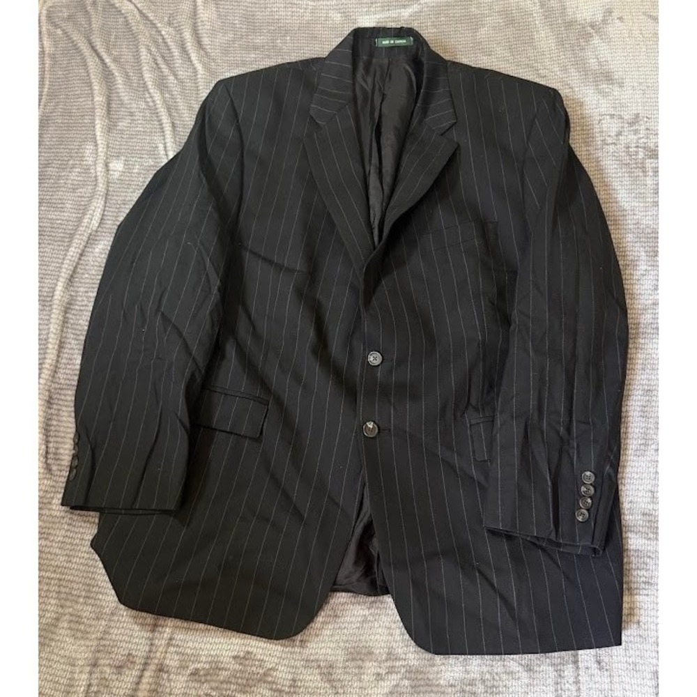 Lauren Ralph Lauren Mens Black Pinstripe Pure Wool Blazer Sport Coat 46R Canada